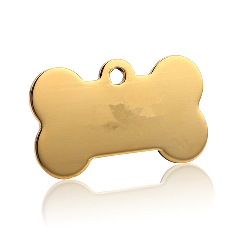 Gold bone-shaped pet ID tag, blank