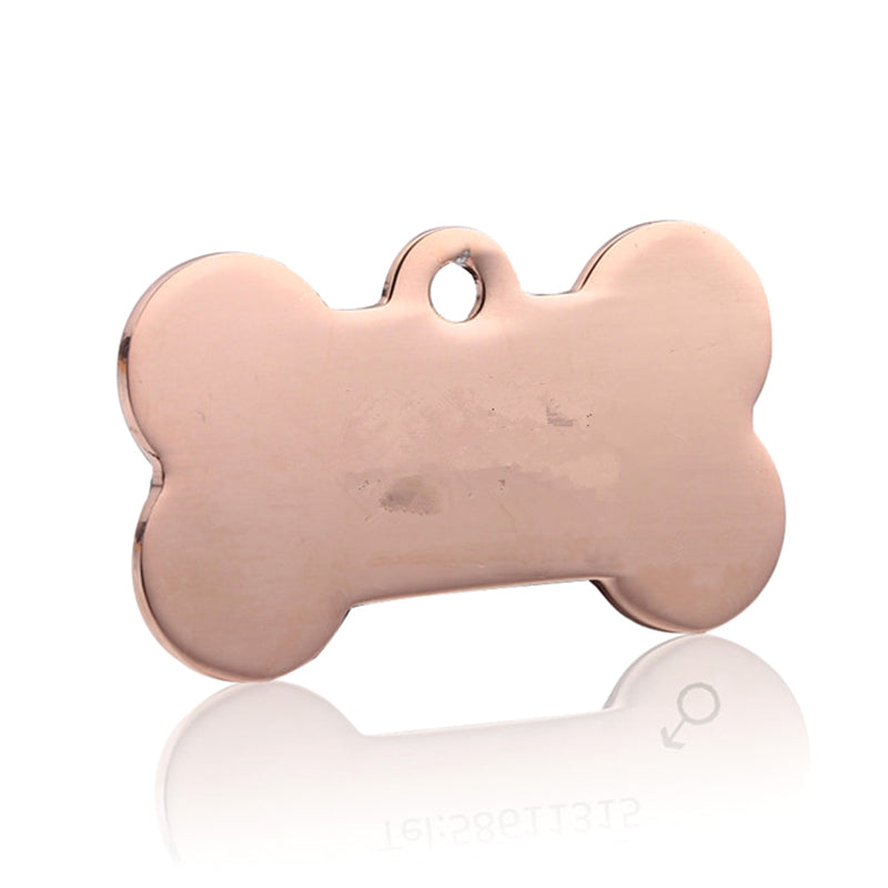 Rose gold bone-shaped pet ID tag, blank