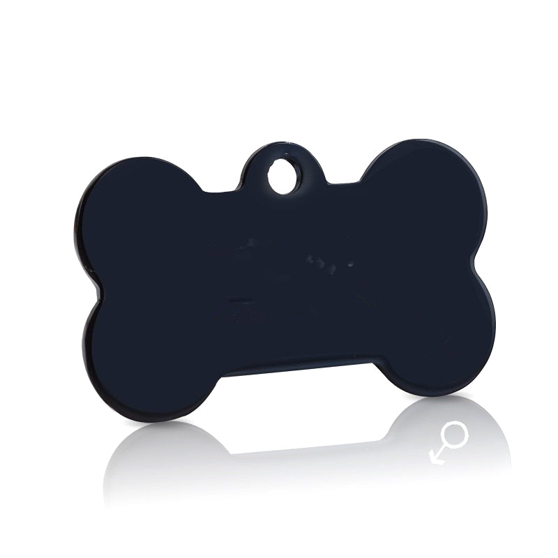 Black bone-shaped pet ID tag, blank