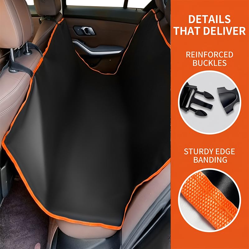 Close-up of the seat cover's reinforced buckles and sturdy edge banding